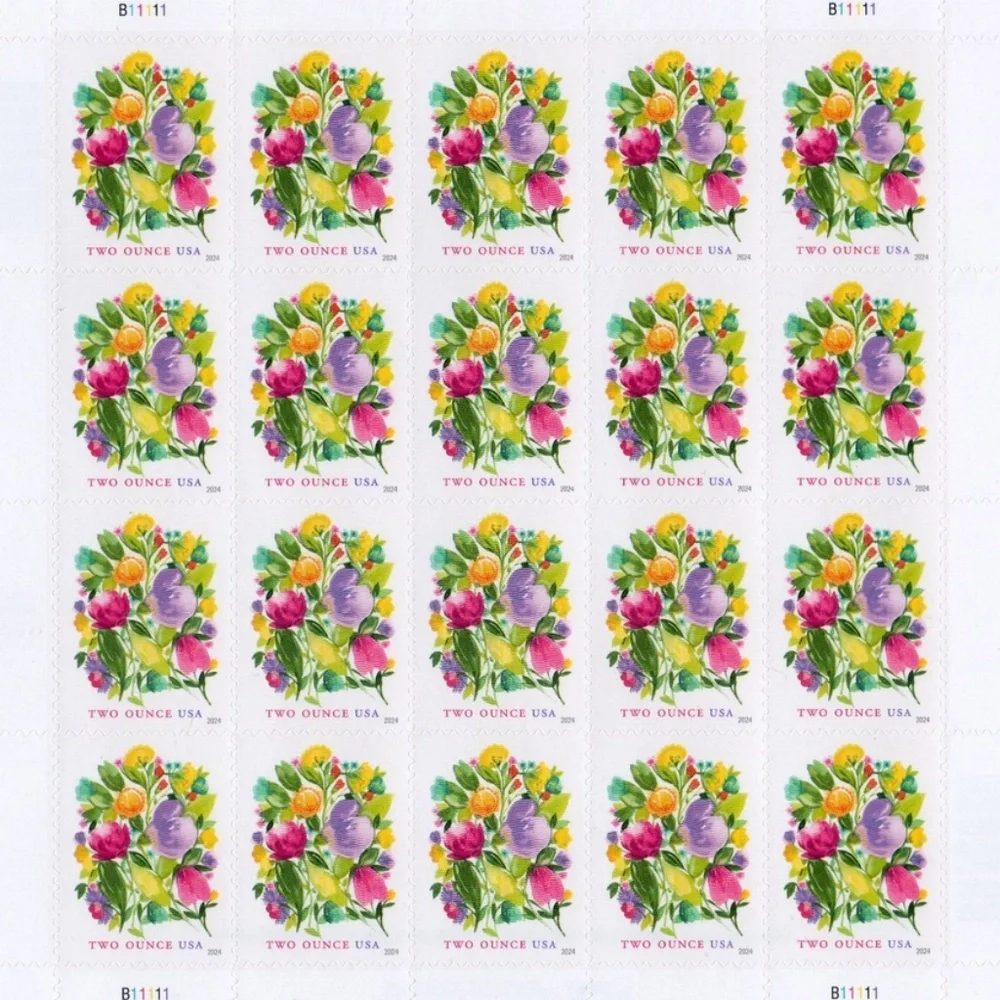 Wedding Celebration Blooms Sheet of 20 2 oz Forever stamps #205438665088